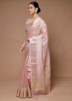 Pink Tissue Silk Saree With Blouse Piece