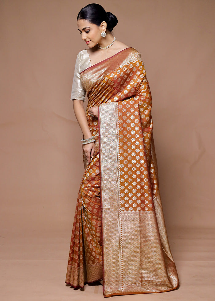 Orange Uppada Silk Saree With Blouse Piece