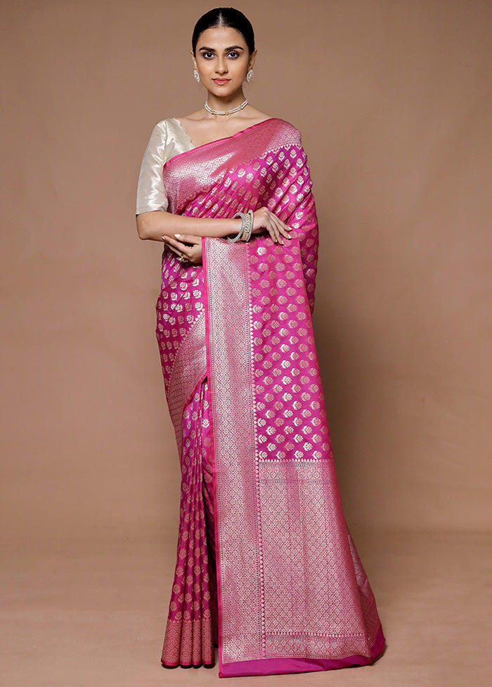 Pink Uppada Silk Saree With Blouse Piece