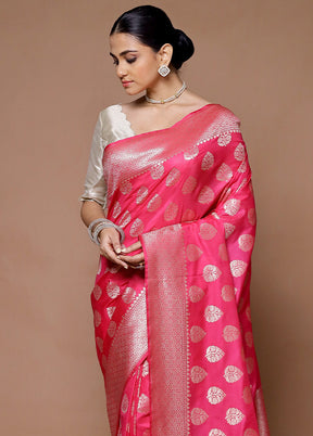 Pink Uppada Silk Saree With Blouse Piece