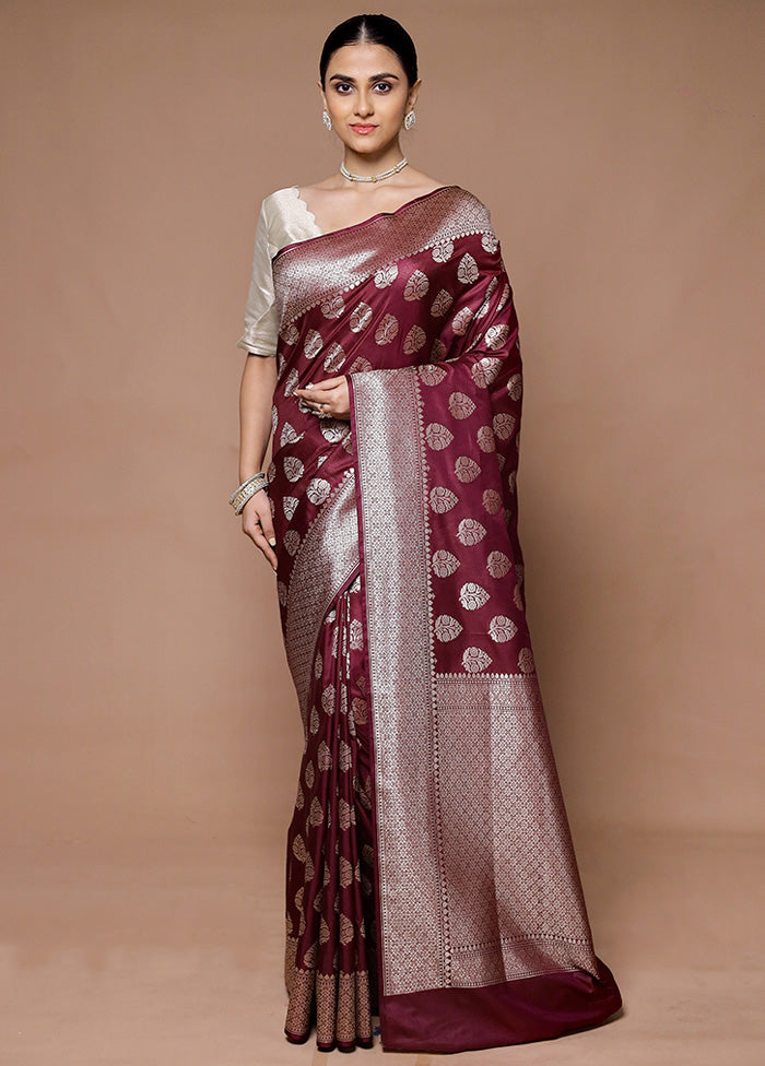 Wine Uppada Silk Saree With Blouse Piece