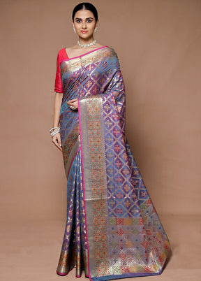 Purple Uppada Silk Saree With Blouse Piece