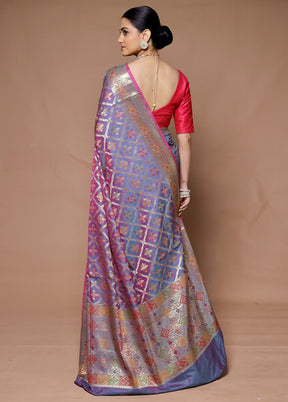 Purple Uppada Silk Saree With Blouse Piece