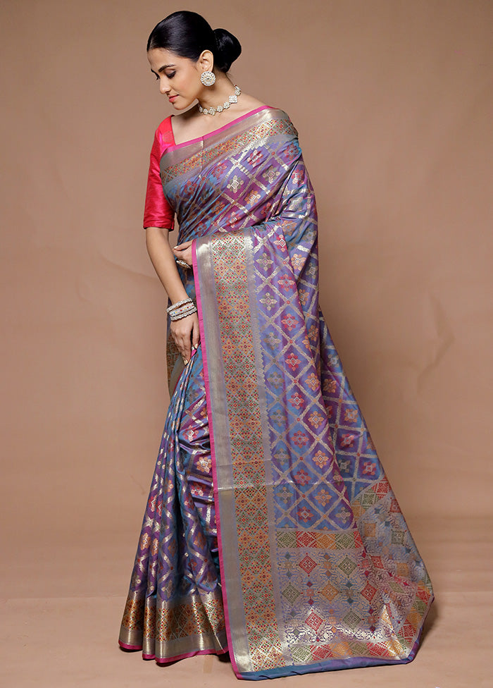 Purple Uppada Silk Saree With Blouse Piece