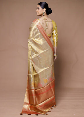 Golden Tissue Silk Saree With Blouse Piece