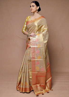 Golden Tissue Silk Saree With Blouse Piece