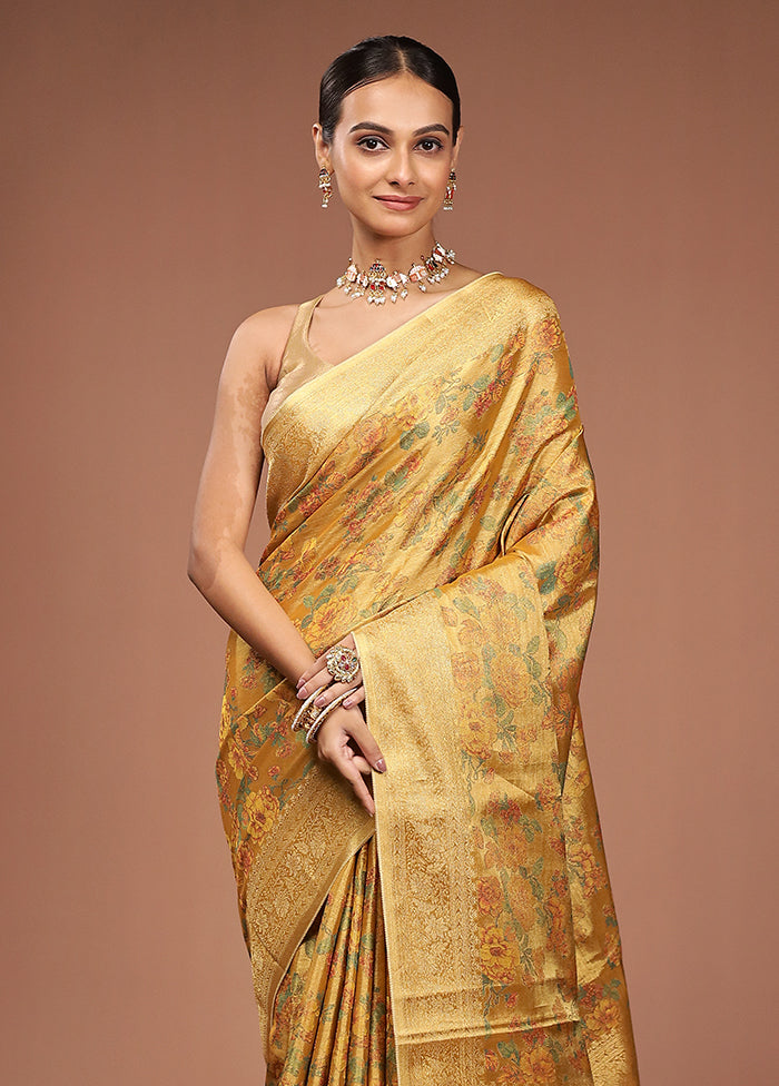Gold Tissue Silk Saree With Blouse Piece