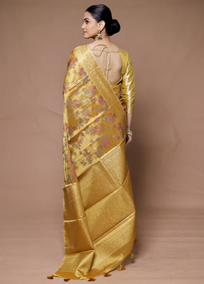 Yellow Tissue Silk Saree With Blouse Piece