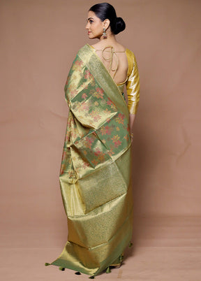 Green Tissue Silk Saree With Blouse Piece