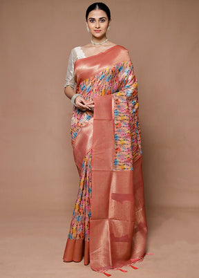 Pink Dupion Silk Saree With Blouse Piece