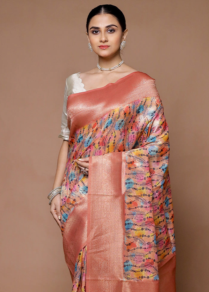 Pink Dupion Silk Saree With Blouse Piece