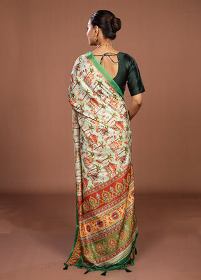Multicolor Dupion Silk Saree With Blouse Piece
