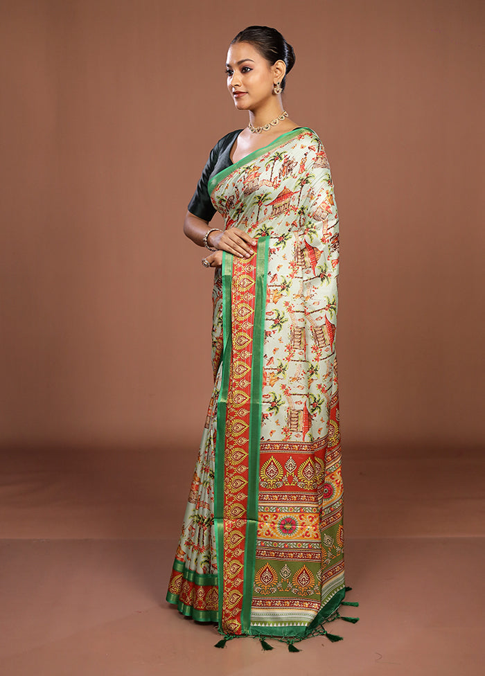 Multicolor Dupion Silk Saree With Blouse Piece
