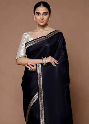 Black Banarasi Silk Saree With Blouse Piece