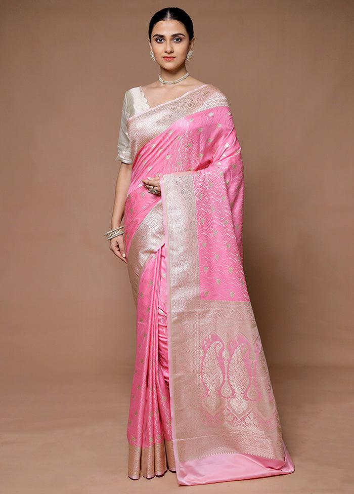 Pink Katan Silk Saree With Blouse Piece