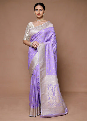 Purple Katan Silk Saree With Blouse Piece