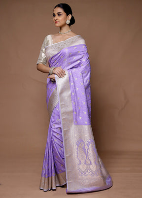 Purple Katan Silk Saree With Blouse Piece