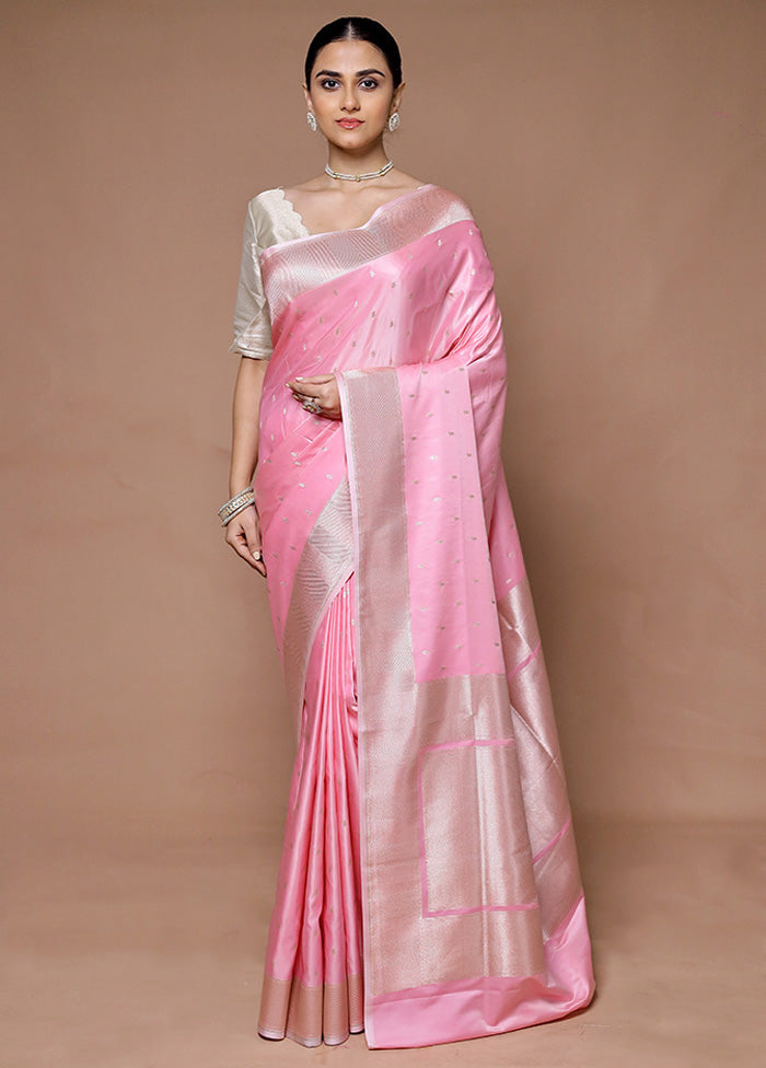 Pink Katan Silk Saree With Blouse Piece