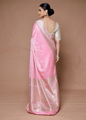 Pink Katan Silk Saree With Blouse Piece