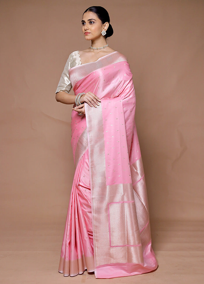 Pink Katan Silk Saree With Blouse Piece