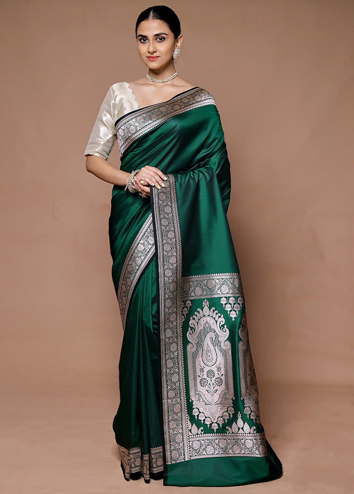 Green Katan Silk Saree With Blouse Piece