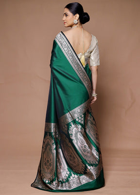 Green Katan Silk Saree With Blouse Piece