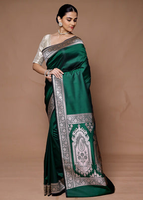 Green Katan Silk Saree With Blouse Piece