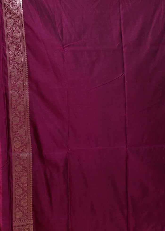 Wine Katan Silk Saree With Blouse Piece