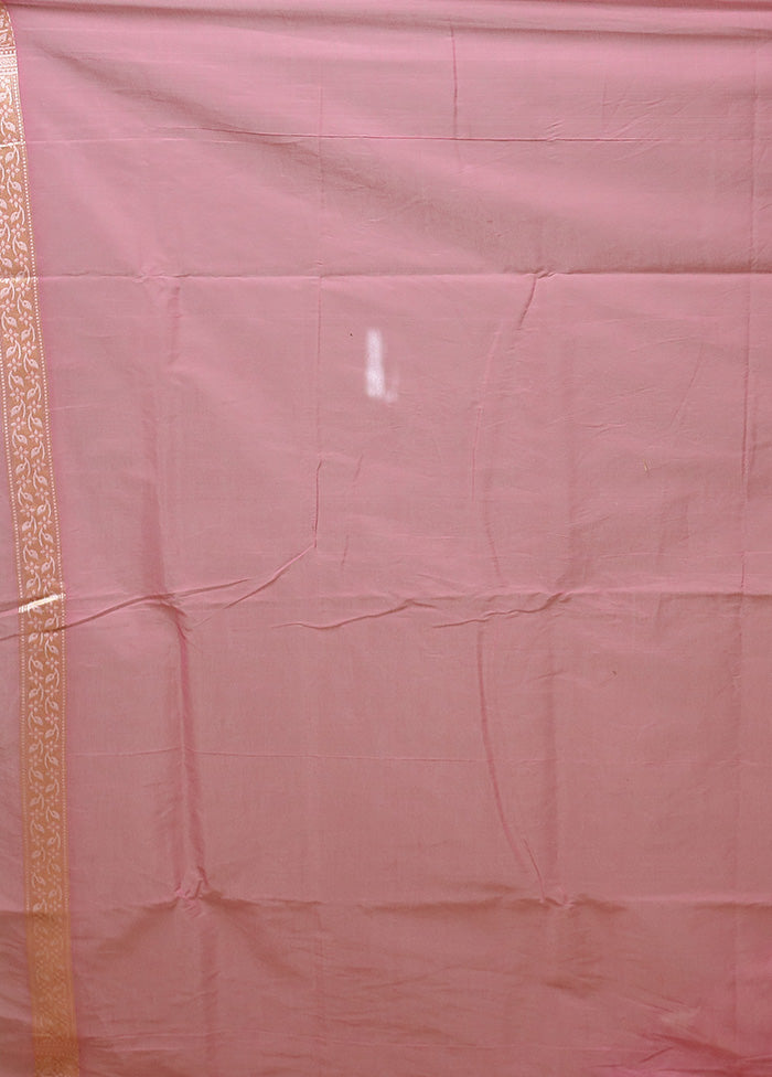 Pink Kora Silk Saree With Blouse Piece