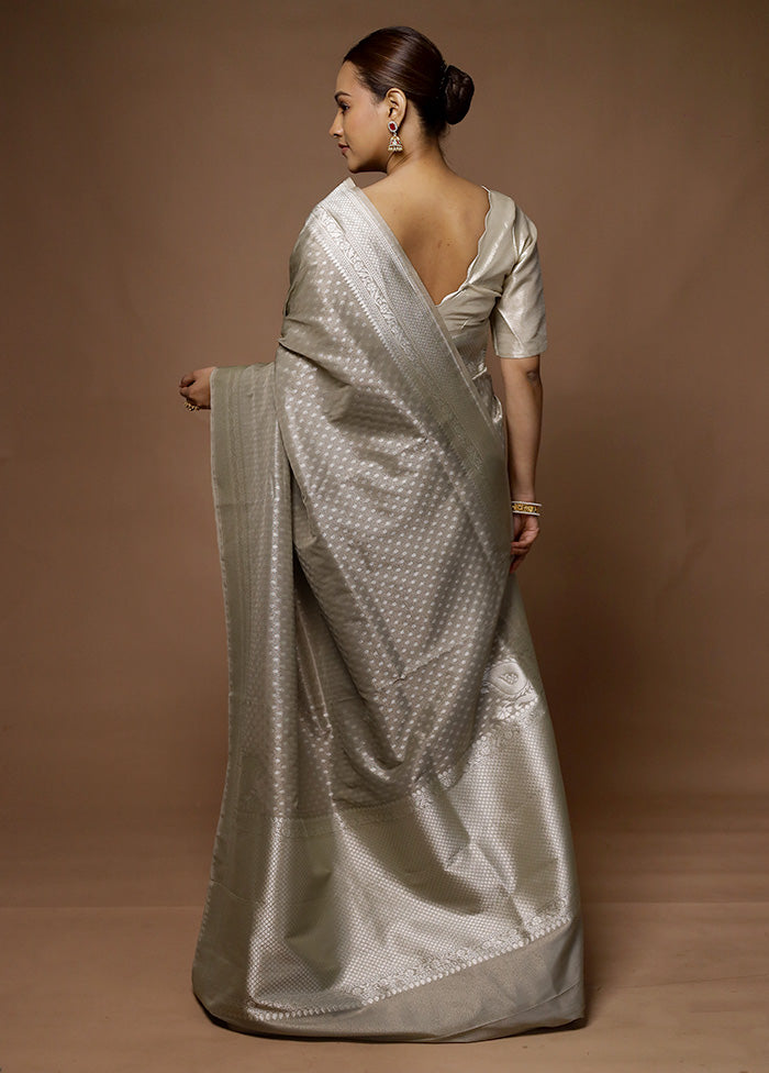 Grey Tissue Silk Saree With Blouse Piece