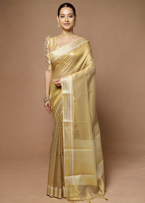 Golden Tissue Silk Saree With Blouse Piece