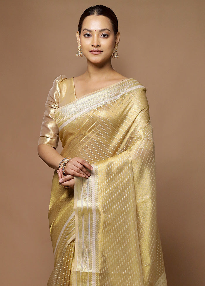 Golden Tissue Silk Saree With Blouse Piece