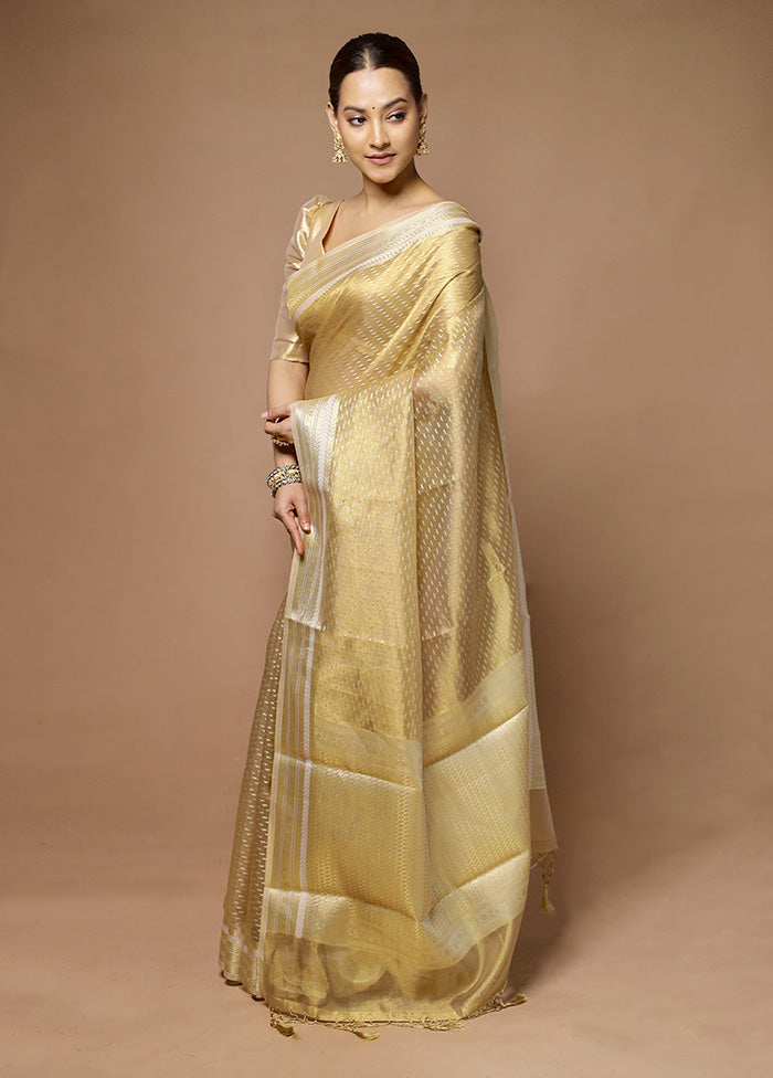 Golden Tissue Silk Saree With Blouse Piece