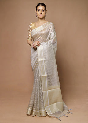 Grey Tissue Silk Saree With Blouse Piece