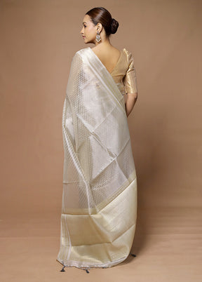 Grey Tissue Silk Saree With Blouse Piece