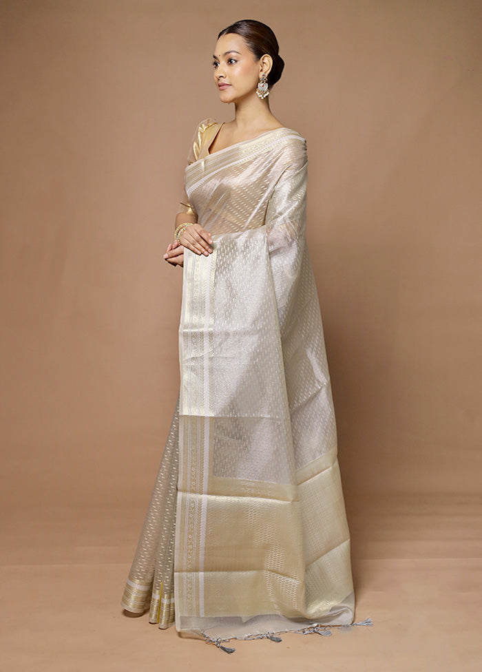 Grey Tissue Silk Saree With Blouse Piece