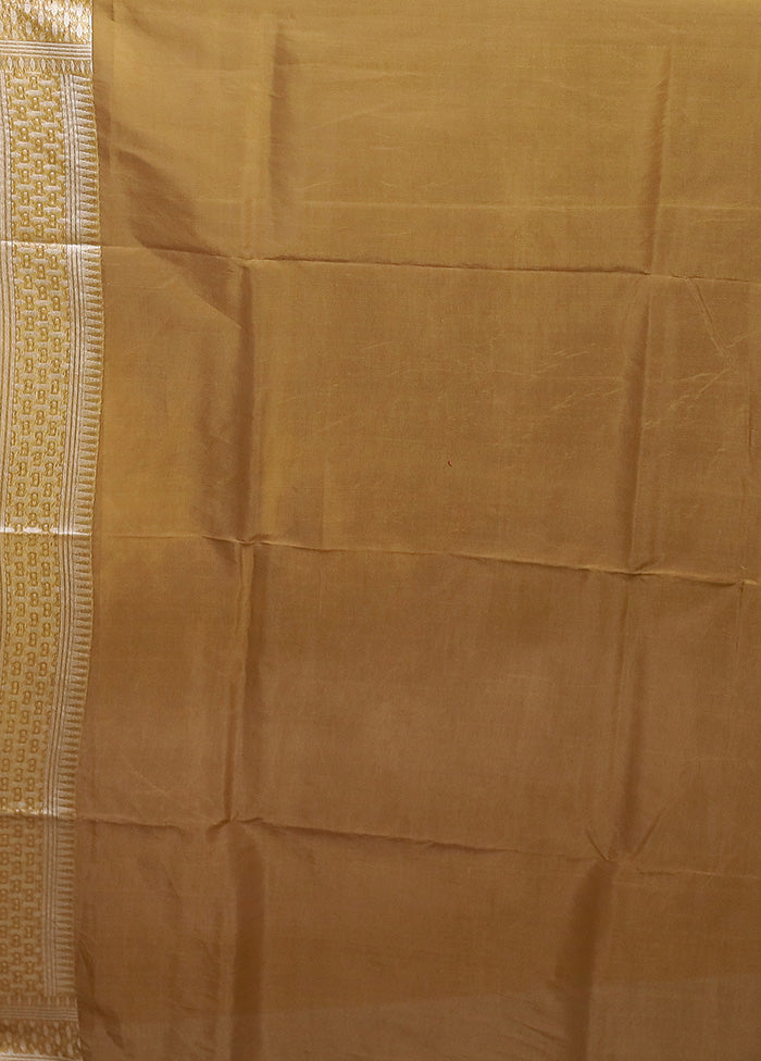 Yellow Kora Silk Saree With Blouse Piece