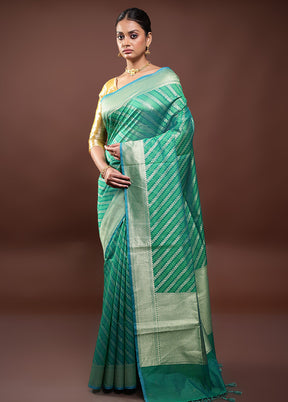 Green Kora Silk Saree With Blouse Piece