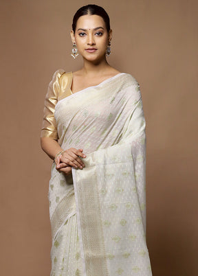 Grey Kora Silk Saree With Blouse Piece