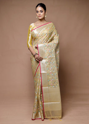 Yellow Organza Saree With Blouse Piece