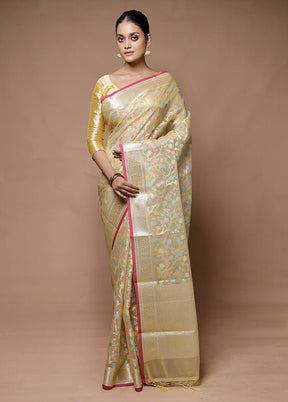 Beige Organza Saree With Blouse Piece