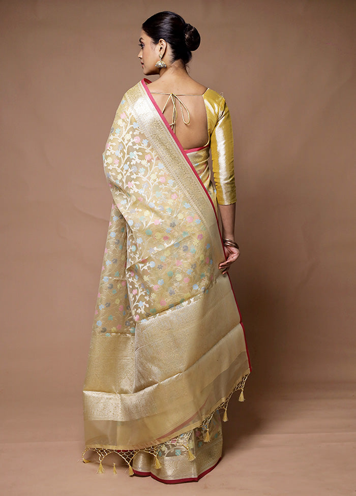 Yellow Organza Saree With Blouse Piece