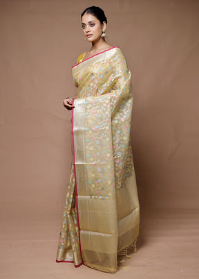 Yellow Organza Saree With Blouse Piece