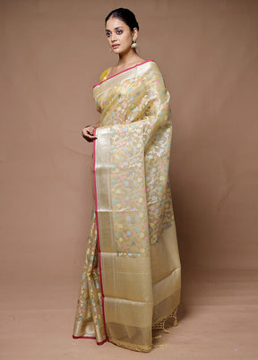 Beige Organza Saree With Blouse Piece