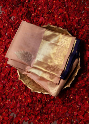 Cream Handloom Kanchipuram Pure Silk Saree With Blouse Piece