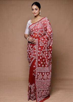 Red Handloom Pure Cotton Saree With Blouse Piece