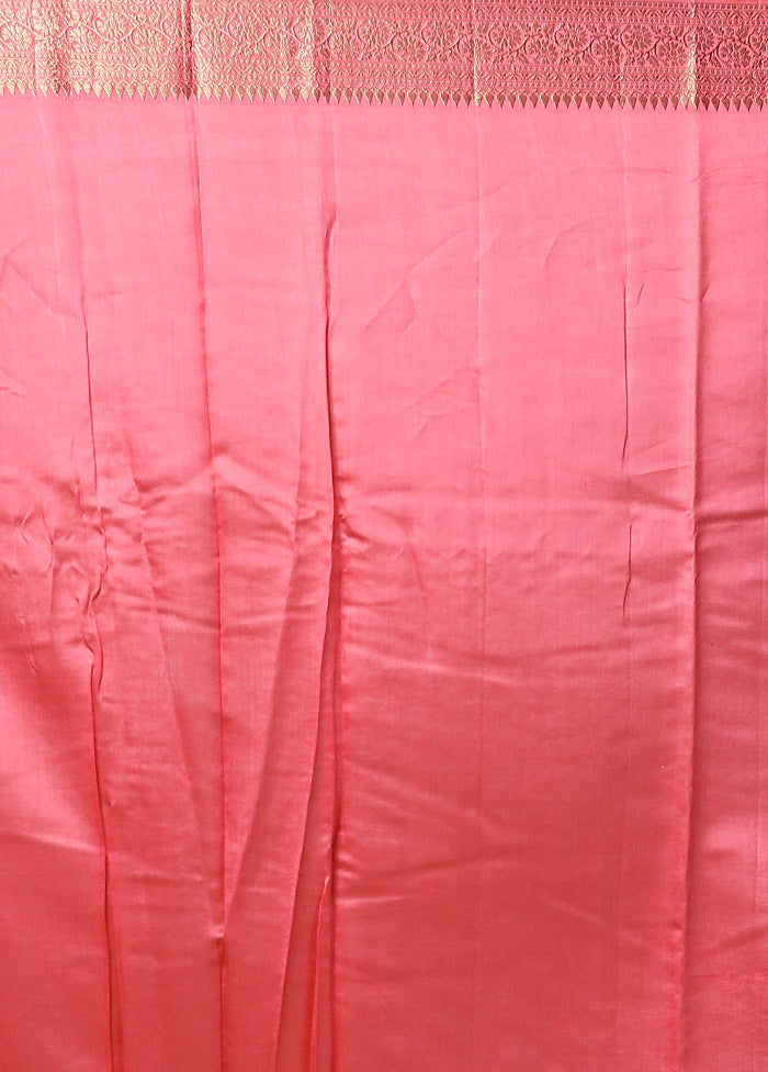 Pink Dupion Silk Saree With Blouse Piece