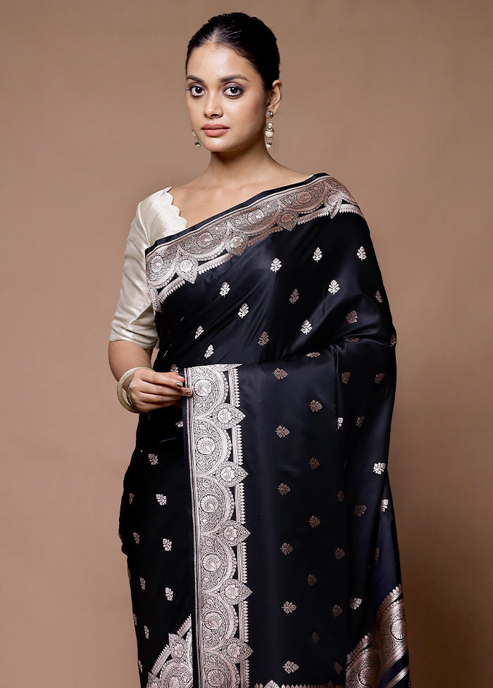 Black Katan Silk Saree With Blouse Piece