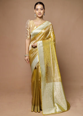 Golden Tissue Silk Saree With Blouse Piece