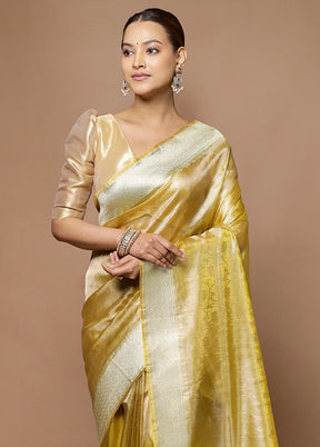 Golden Tissue Silk Saree With Blouse Piece